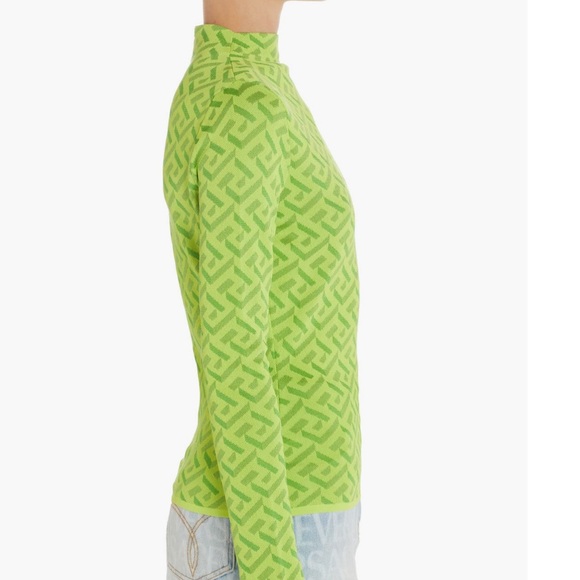 Versace La Greca Jacquard Mock Neck Silk Blend Sweater - Picture 9 of 16